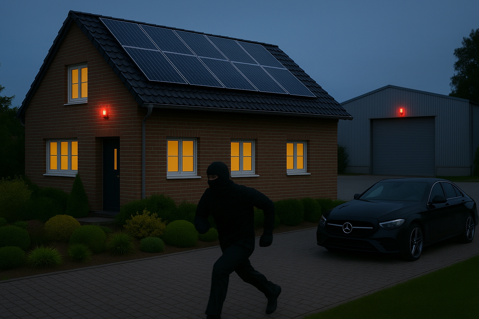 Einbrecher wird von Frühwarnsystem im Haus und in der Halle abgeschreckt